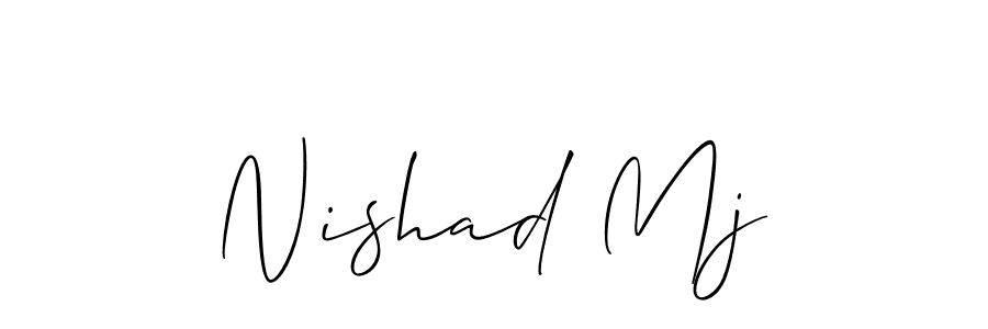 Also You can easily find your signature by using the search form. We will create Nishad Mj name handwritten signature images for you free of cost using Allison_Script sign style. Nishad Mj signature style 2 images and pictures png