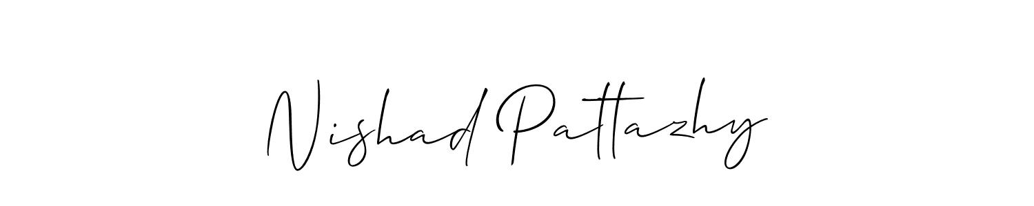 It looks lik you need a new signature style for name Nishad Pattazhy. Design unique handwritten (Allison_Script) signature with our free signature maker in just a few clicks. Nishad Pattazhy signature style 2 images and pictures png