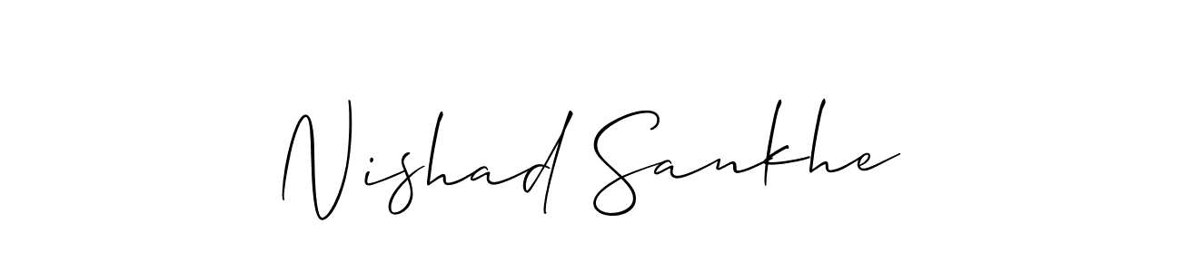 How to Draw Nishad Sankhe signature style? Allison_Script is a latest design signature styles for name Nishad Sankhe. Nishad Sankhe signature style 2 images and pictures png