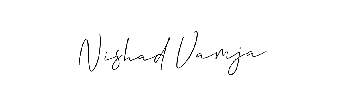 Allison_Script is a professional signature style that is perfect for those who want to add a touch of class to their signature. It is also a great choice for those who want to make their signature more unique. Get Nishad Vamja name to fancy signature for free. Nishad Vamja signature style 2 images and pictures png