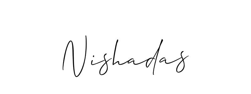 if you are searching for the best signature style for your name Nishadas. so please give up your signature search. here we have designed multiple signature styles  using Allison_Script. Nishadas signature style 2 images and pictures png