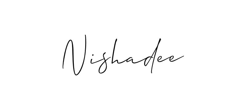 Allison_Script is a professional signature style that is perfect for those who want to add a touch of class to their signature. It is also a great choice for those who want to make their signature more unique. Get Nishadee name to fancy signature for free. Nishadee signature style 2 images and pictures png
