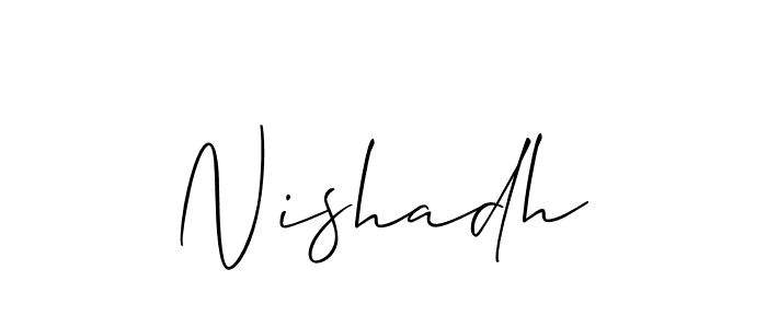 Make a beautiful signature design for name Nishadh. With this signature (Allison_Script) style, you can create a handwritten signature for free. Nishadh signature style 2 images and pictures png