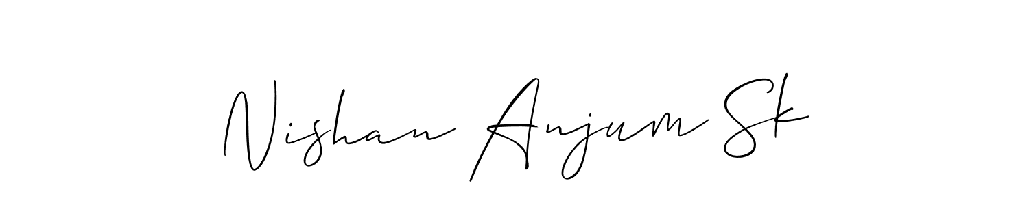 Also You can easily find your signature by using the search form. We will create Nishan Anjum Sk name handwritten signature images for you free of cost using Allison_Script sign style. Nishan Anjum Sk signature style 2 images and pictures png