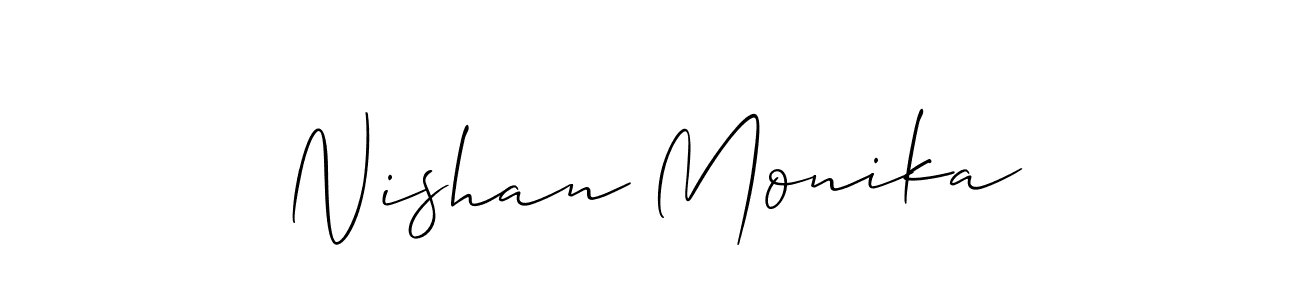 Use a signature maker to create a handwritten signature online. With this signature software, you can design (Allison_Script) your own signature for name Nishan Monika. Nishan Monika signature style 2 images and pictures png