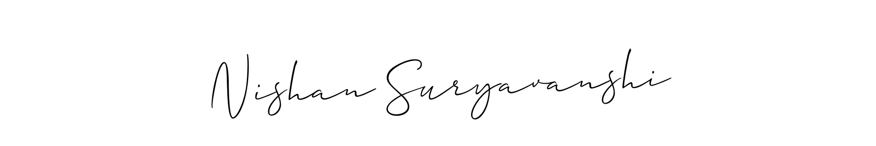 Make a beautiful signature design for name Nishan Suryavanshi. With this signature (Allison_Script) style, you can create a handwritten signature for free. Nishan Suryavanshi signature style 2 images and pictures png