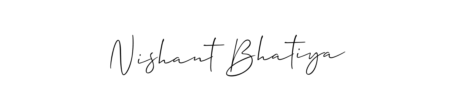 The best way (Allison_Script) to make a short signature is to pick only two or three words in your name. The name Nishant Bhatiya include a total of six letters. For converting this name. Nishant Bhatiya signature style 2 images and pictures png