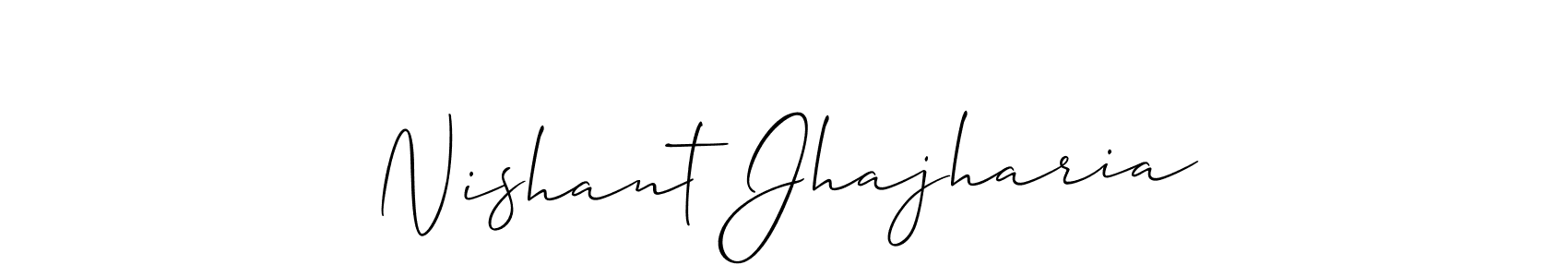The best way (Allison_Script) to make a short signature is to pick only two or three words in your name. The name Nishant Jhajharia include a total of six letters. For converting this name. Nishant Jhajharia signature style 2 images and pictures png