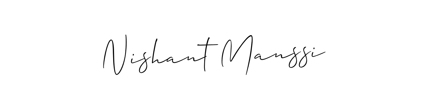 Create a beautiful signature design for name Nishant Manssi. With this signature (Allison_Script) fonts, you can make a handwritten signature for free. Nishant Manssi signature style 2 images and pictures png