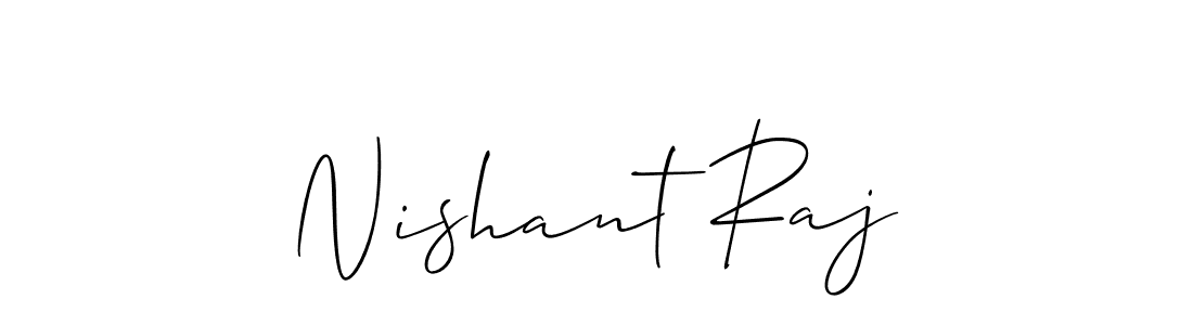 The best way (Allison_Script) to make a short signature is to pick only two or three words in your name. The name Nishant Raj include a total of six letters. For converting this name. Nishant Raj signature style 2 images and pictures png