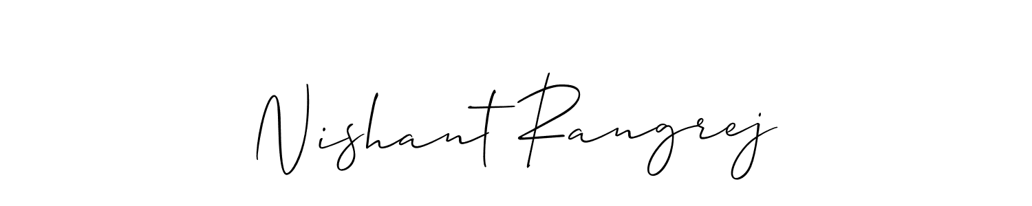 if you are searching for the best signature style for your name Nishant Rangrej. so please give up your signature search. here we have designed multiple signature styles  using Allison_Script. Nishant Rangrej signature style 2 images and pictures png