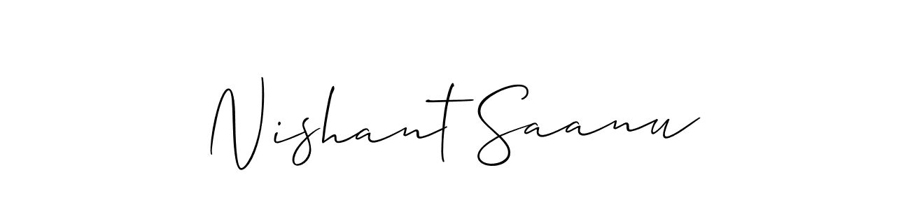 How to make Nishant Saanu name signature. Use Allison_Script style for creating short signs online. This is the latest handwritten sign. Nishant Saanu signature style 2 images and pictures png