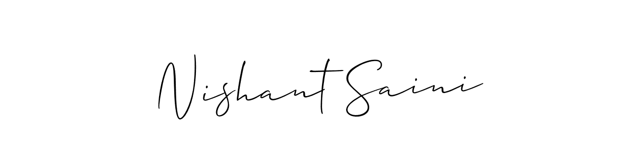 This is the best signature style for the Nishant Saini name. Also you like these signature font (Allison_Script). Mix name signature. Nishant Saini signature style 2 images and pictures png