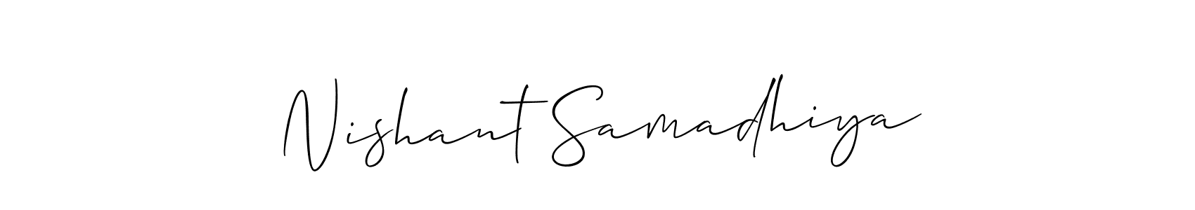 This is the best signature style for the Nishant Samadhiya name. Also you like these signature font (Allison_Script). Mix name signature. Nishant Samadhiya signature style 2 images and pictures png