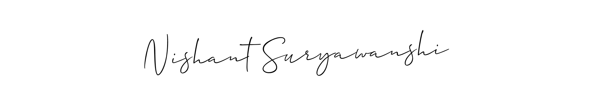 This is the best signature style for the Nishant Suryawanshi name. Also you like these signature font (Allison_Script). Mix name signature. Nishant Suryawanshi signature style 2 images and pictures png