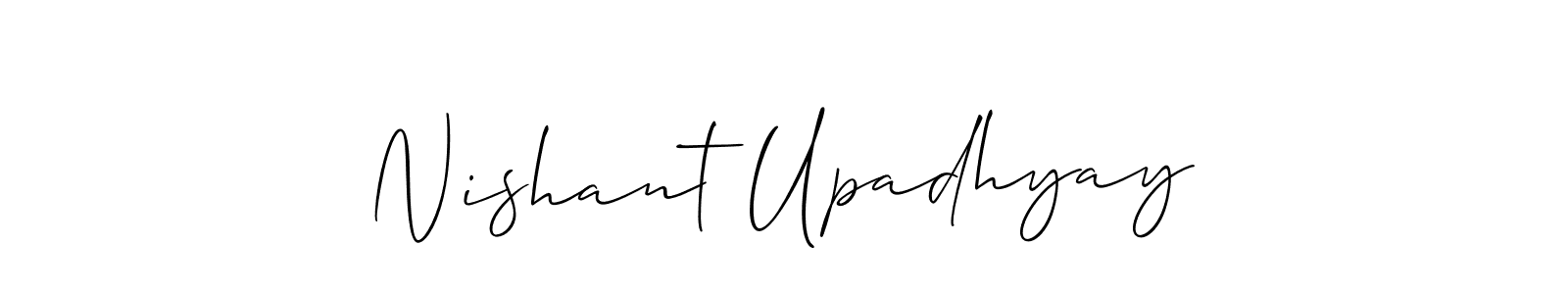The best way (Allison_Script) to make a short signature is to pick only two or three words in your name. The name Nishant Upadhyay include a total of six letters. For converting this name. Nishant Upadhyay signature style 2 images and pictures png