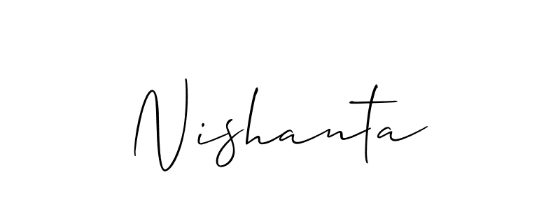 How to make Nishanta signature? Allison_Script is a professional autograph style. Create handwritten signature for Nishanta name. Nishanta signature style 2 images and pictures png