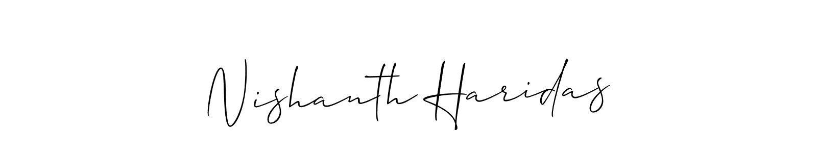 How to make Nishanth Haridas signature? Allison_Script is a professional autograph style. Create handwritten signature for Nishanth Haridas name. Nishanth Haridas signature style 2 images and pictures png