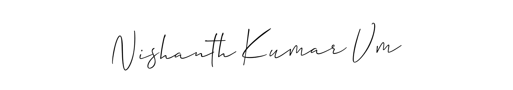 You can use this online signature creator to create a handwritten signature for the name Nishanth Kumar Vm. This is the best online autograph maker. Nishanth Kumar Vm signature style 2 images and pictures png