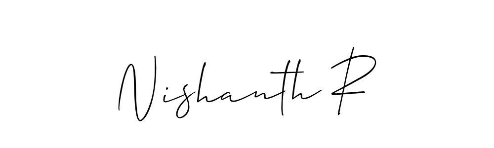 if you are searching for the best signature style for your name Nishanth R. so please give up your signature search. here we have designed multiple signature styles  using Allison_Script. Nishanth R signature style 2 images and pictures png