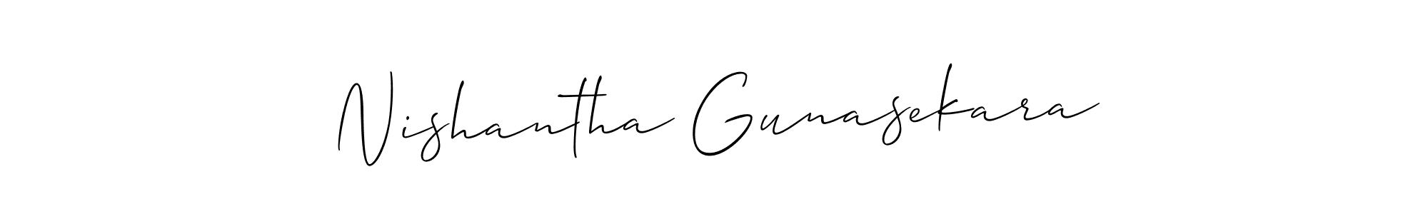 Make a beautiful signature design for name Nishantha Gunasekara. With this signature (Allison_Script) style, you can create a handwritten signature for free. Nishantha Gunasekara signature style 2 images and pictures png