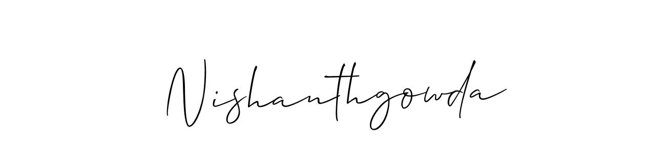 How to make Nishanthgowda signature? Allison_Script is a professional autograph style. Create handwritten signature for Nishanthgowda name. Nishanthgowda signature style 2 images and pictures png