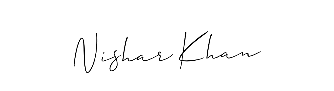 It looks lik you need a new signature style for name Nishar Khan. Design unique handwritten (Allison_Script) signature with our free signature maker in just a few clicks. Nishar Khan signature style 2 images and pictures png