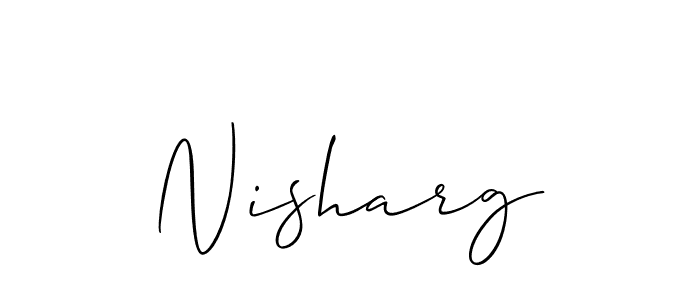 The best way (Allison_Script) to make a short signature is to pick only two or three words in your name. The name Nisharg include a total of six letters. For converting this name. Nisharg signature style 2 images and pictures png