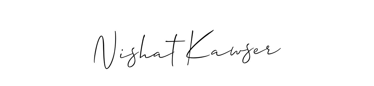 It looks lik you need a new signature style for name Nishat Kawser. Design unique handwritten (Allison_Script) signature with our free signature maker in just a few clicks. Nishat Kawser signature style 2 images and pictures png