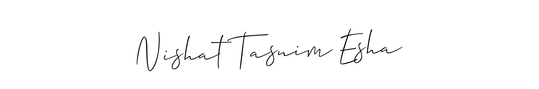 Also You can easily find your signature by using the search form. We will create Nishat Tasnim Esha name handwritten signature images for you free of cost using Allison_Script sign style. Nishat Tasnim Esha signature style 2 images and pictures png