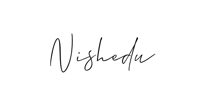 You should practise on your own different ways (Allison_Script) to write your name (Nishedu) in signature. don't let someone else do it for you. Nishedu signature style 2 images and pictures png