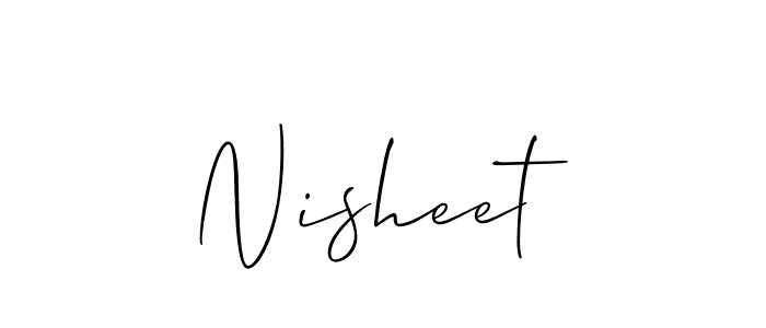 Design your own signature with our free online signature maker. With this signature software, you can create a handwritten (Allison_Script) signature for name Nisheet. Nisheet signature style 2 images and pictures png