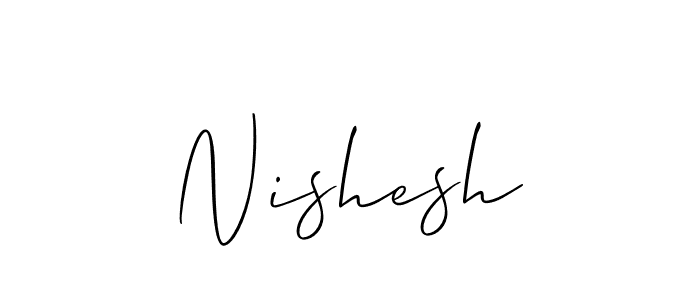 Allison_Script is a professional signature style that is perfect for those who want to add a touch of class to their signature. It is also a great choice for those who want to make their signature more unique. Get Nishesh name to fancy signature for free. Nishesh signature style 2 images and pictures png