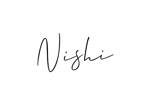 Design your own signature with our free online signature maker. With this signature software, you can create a handwritten (Allison_Script) signature for name Nishi. Nishi signature style 2 images and pictures png