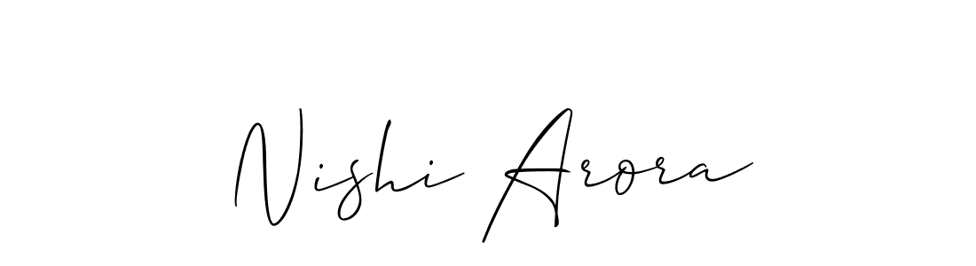 Also You can easily find your signature by using the search form. We will create Nishi Arora name handwritten signature images for you free of cost using Allison_Script sign style. Nishi Arora signature style 2 images and pictures png