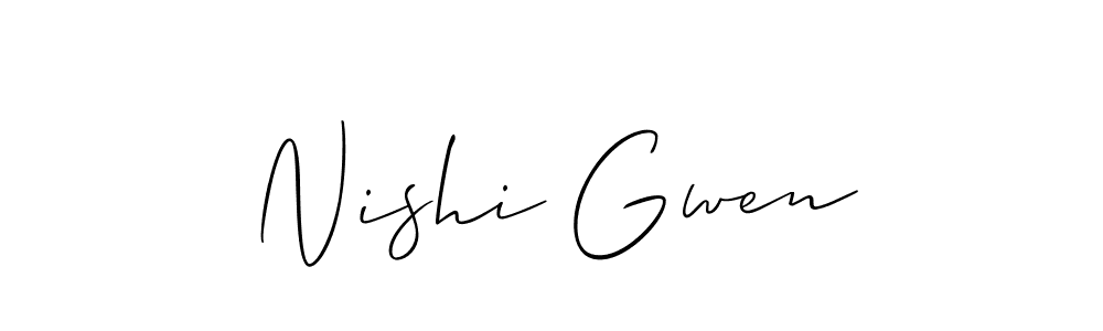 Make a beautiful signature design for name Nishi Gwen. With this signature (Allison_Script) style, you can create a handwritten signature for free. Nishi Gwen signature style 2 images and pictures png