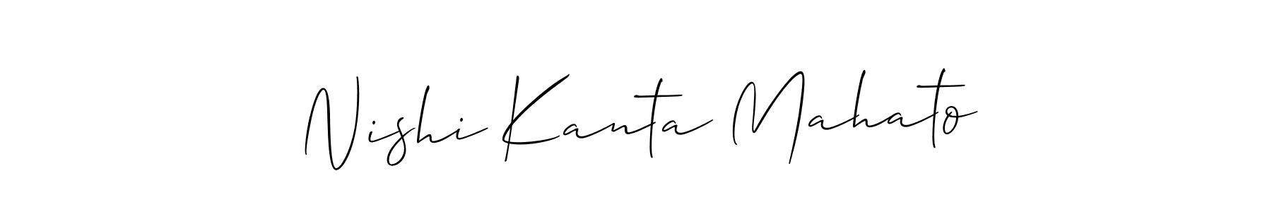 Allison_Script is a professional signature style that is perfect for those who want to add a touch of class to their signature. It is also a great choice for those who want to make their signature more unique. Get Nishi Kanta Mahato name to fancy signature for free. Nishi Kanta Mahato signature style 2 images and pictures png