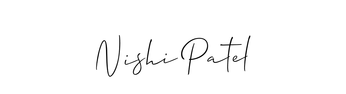 Make a beautiful signature design for name Nishi Patel. With this signature (Allison_Script) style, you can create a handwritten signature for free. Nishi Patel signature style 2 images and pictures png