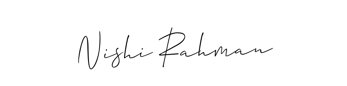 Also we have Nishi Rahman name is the best signature style. Create professional handwritten signature collection using Allison_Script autograph style. Nishi Rahman signature style 2 images and pictures png