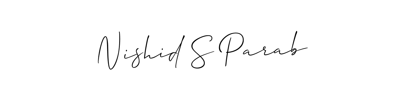 Allison_Script is a professional signature style that is perfect for those who want to add a touch of class to their signature. It is also a great choice for those who want to make their signature more unique. Get Nishid S Parab name to fancy signature for free. Nishid S Parab signature style 2 images and pictures png