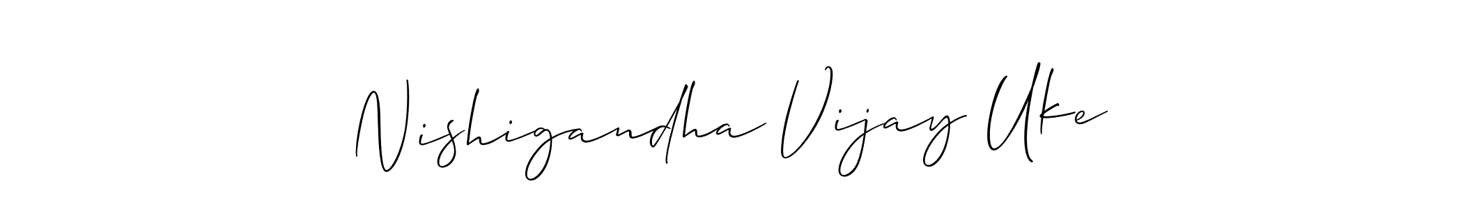 It looks lik you need a new signature style for name Nishigandha Vijay Uke. Design unique handwritten (Allison_Script) signature with our free signature maker in just a few clicks. Nishigandha Vijay Uke signature style 2 images and pictures png