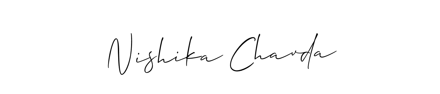 Create a beautiful signature design for name Nishika Chavda. With this signature (Allison_Script) fonts, you can make a handwritten signature for free. Nishika Chavda signature style 2 images and pictures png
