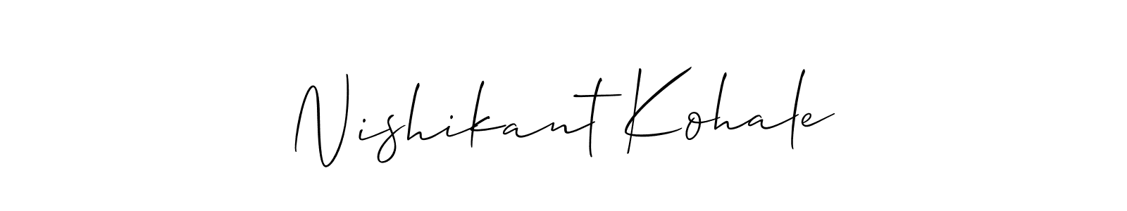 The best way (Allison_Script) to make a short signature is to pick only two or three words in your name. The name Nishikant Kohale include a total of six letters. For converting this name. Nishikant Kohale signature style 2 images and pictures png