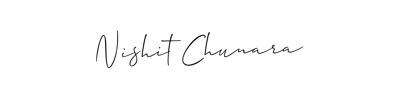 Nishit Chunara stylish signature style. Best Handwritten Sign (Allison_Script) for my name. Handwritten Signature Collection Ideas for my name Nishit Chunara. Nishit Chunara signature style 2 images and pictures png