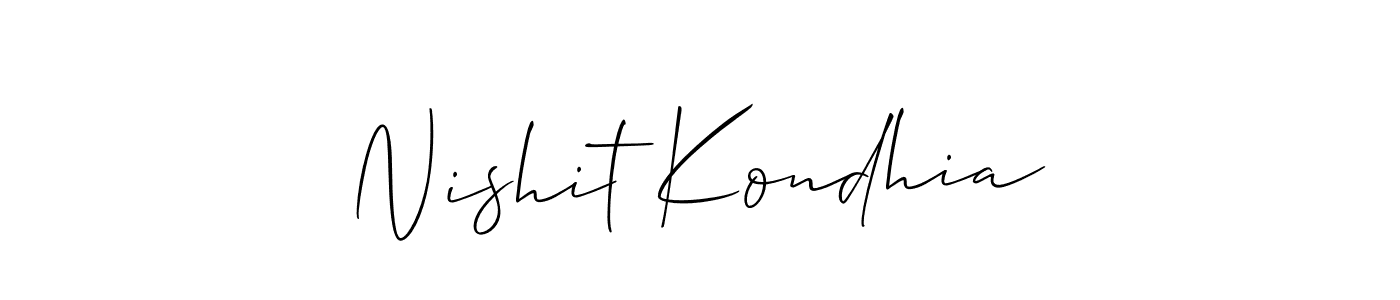 How to make Nishit Kondhia signature? Allison_Script is a professional autograph style. Create handwritten signature for Nishit Kondhia name. Nishit Kondhia signature style 2 images and pictures png