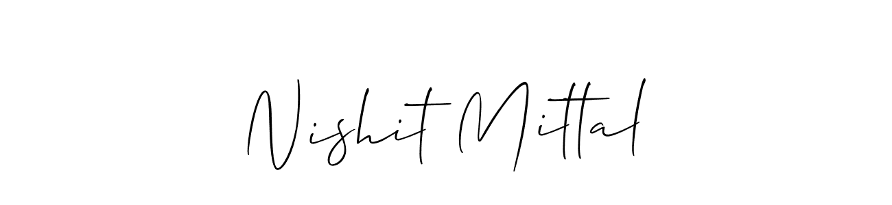 The best way (Allison_Script) to make a short signature is to pick only two or three words in your name. The name Nishit Mittal include a total of six letters. For converting this name. Nishit Mittal signature style 2 images and pictures png