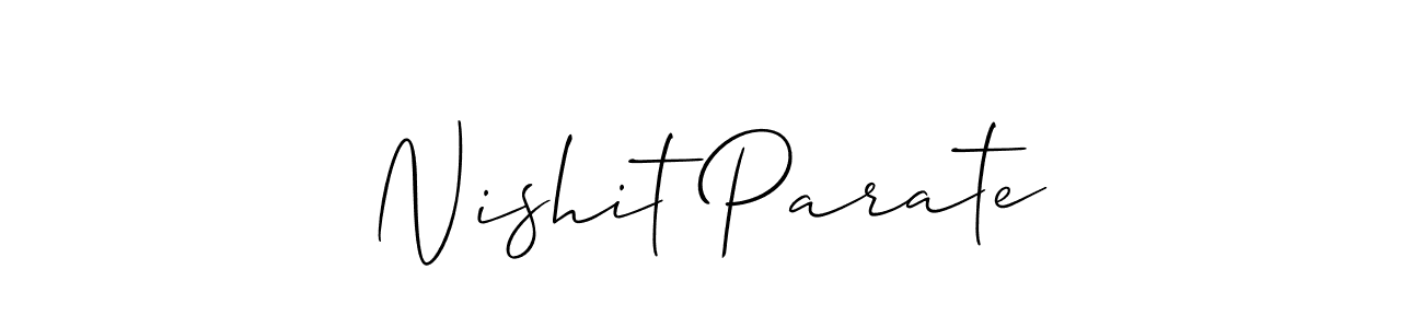 Create a beautiful signature design for name Nishit Parate. With this signature (Allison_Script) fonts, you can make a handwritten signature for free. Nishit Parate signature style 2 images and pictures png