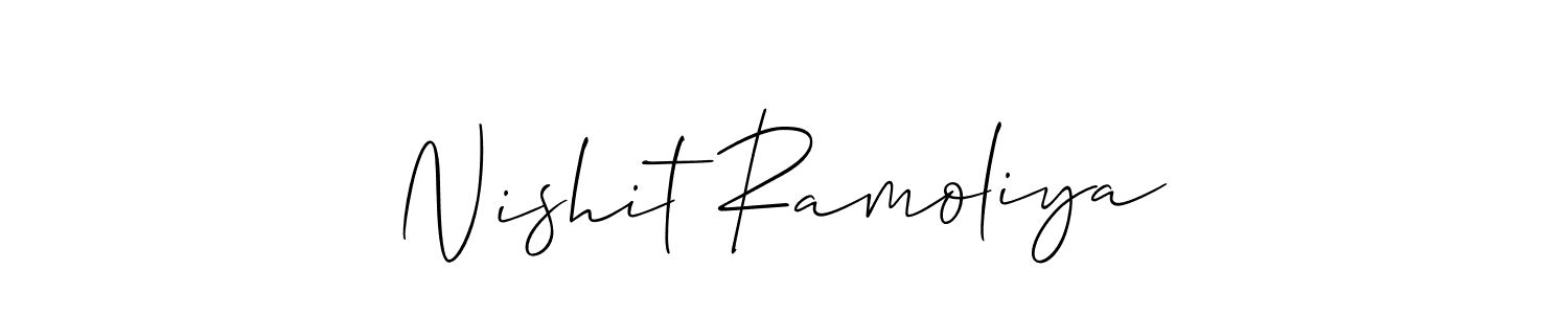 How to make Nishit Ramoliya name signature. Use Allison_Script style for creating short signs online. This is the latest handwritten sign. Nishit Ramoliya signature style 2 images and pictures png