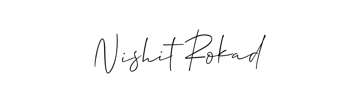 Use a signature maker to create a handwritten signature online. With this signature software, you can design (Allison_Script) your own signature for name Nishit Rokad. Nishit Rokad signature style 2 images and pictures png