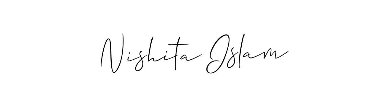 Make a beautiful signature design for name Nishita Islam. With this signature (Allison_Script) style, you can create a handwritten signature for free. Nishita Islam signature style 2 images and pictures png